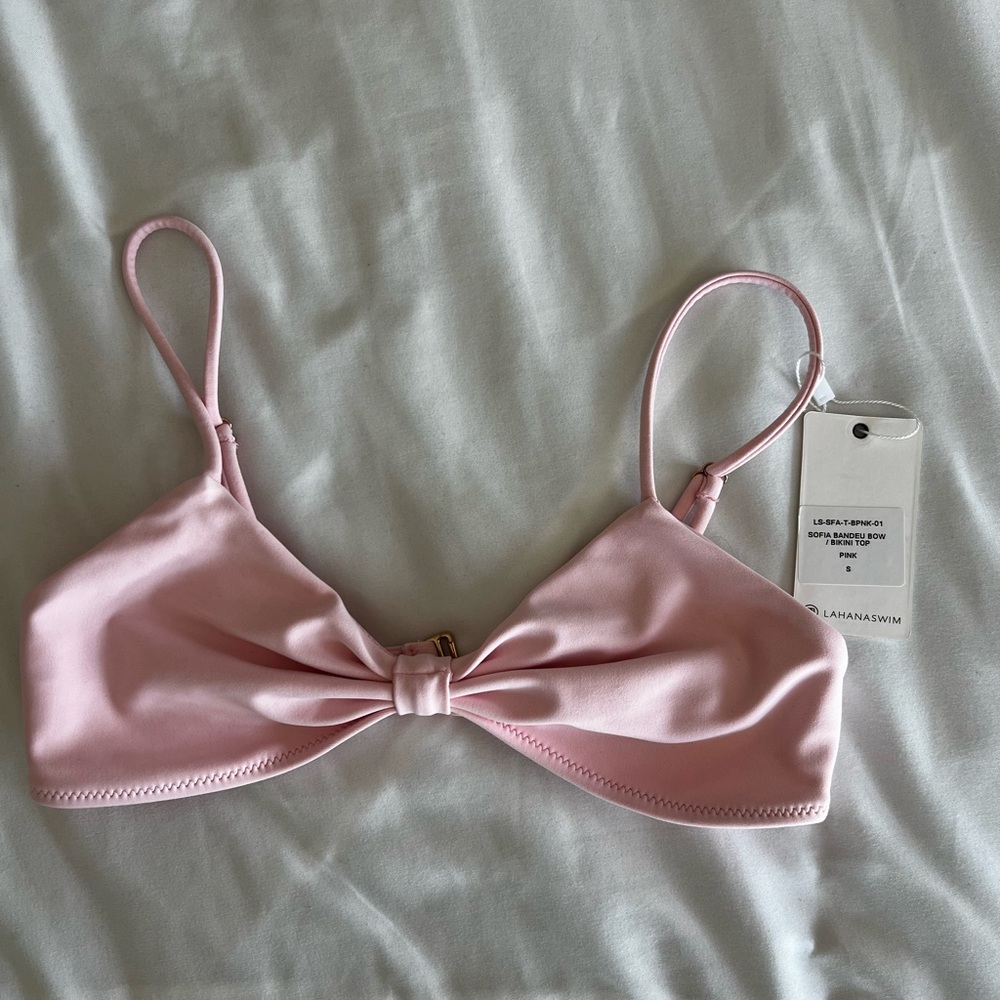 LAHANA Swim Soft Pink Knot-Front Bikini Top